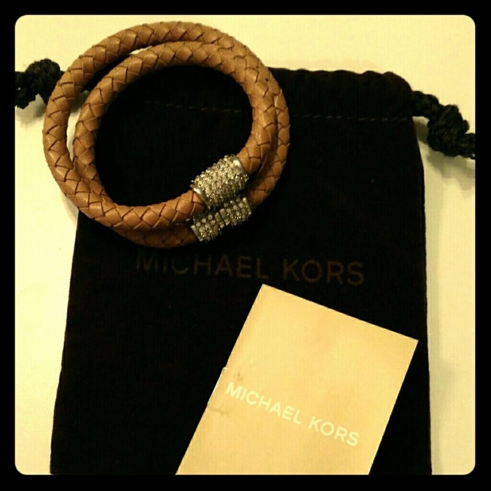 Michael Kors Brown Braided Leather Bracelet